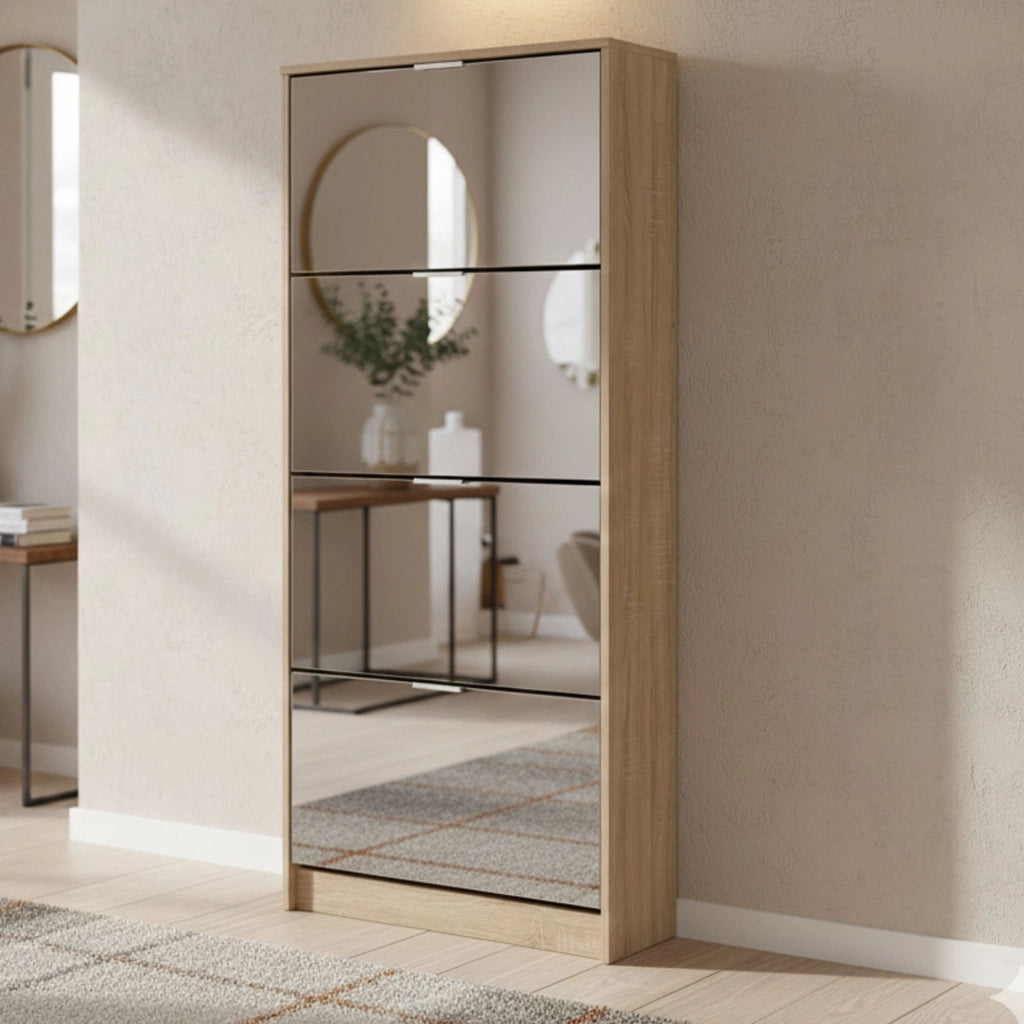 Mobile Portascarpe Pentone, Scarpiera 8 Ripiani, 67x28x155.5h cm Marrone Rovere