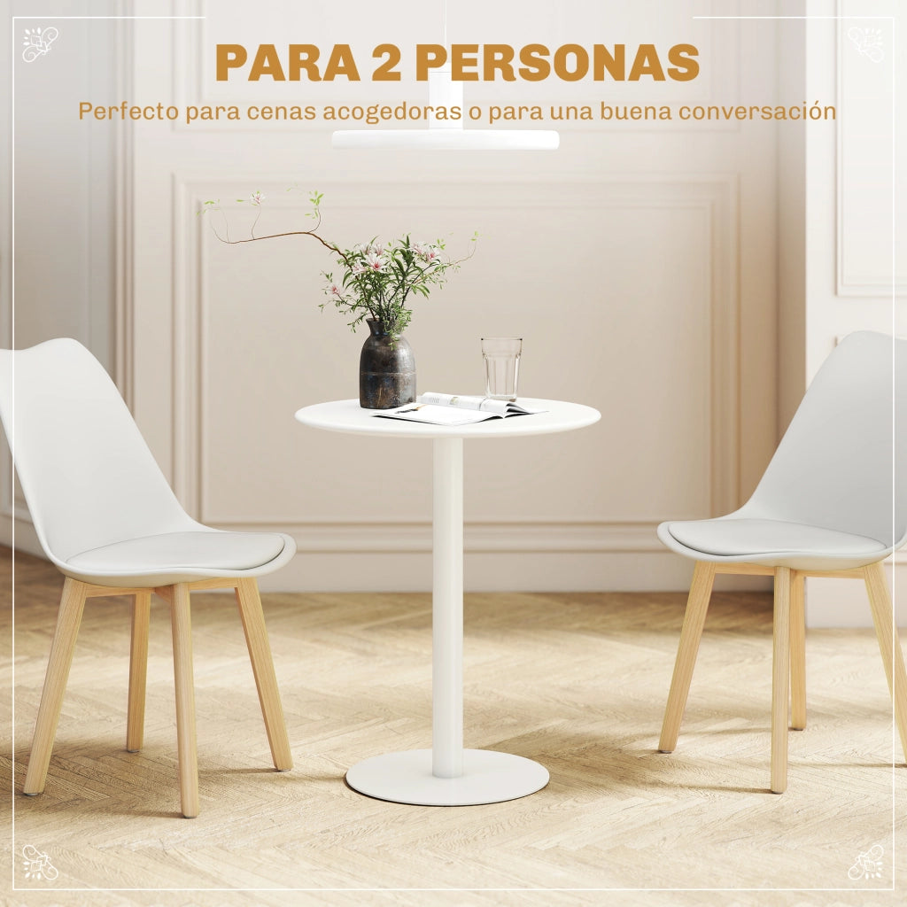 Tavolo da pranzo rotondo per 2 persone ¨C zephmum ¨C acciaio bianco ?60x72 cm