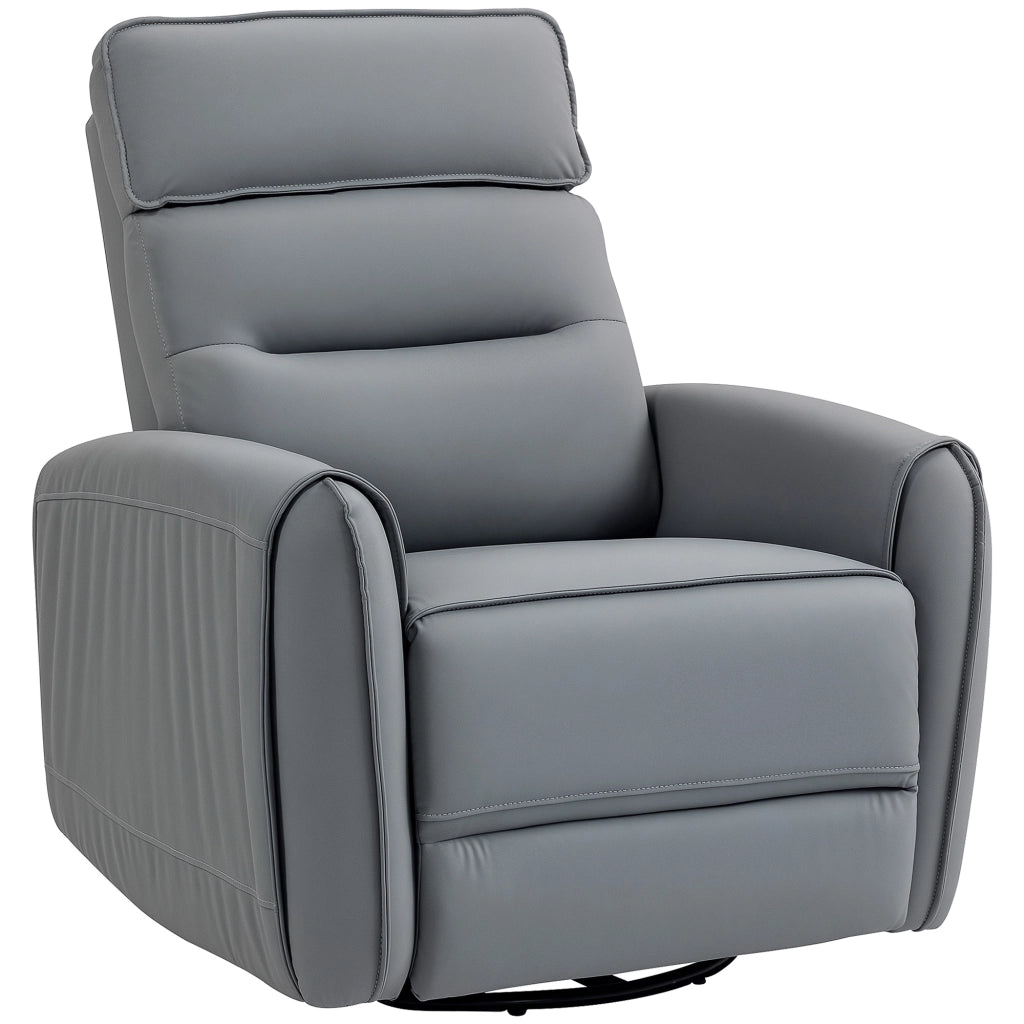Poltrona Relax Reclinabile con Poggiapiedi in Tessuto Grigio ¨C zephmum ¨C Base Girevole