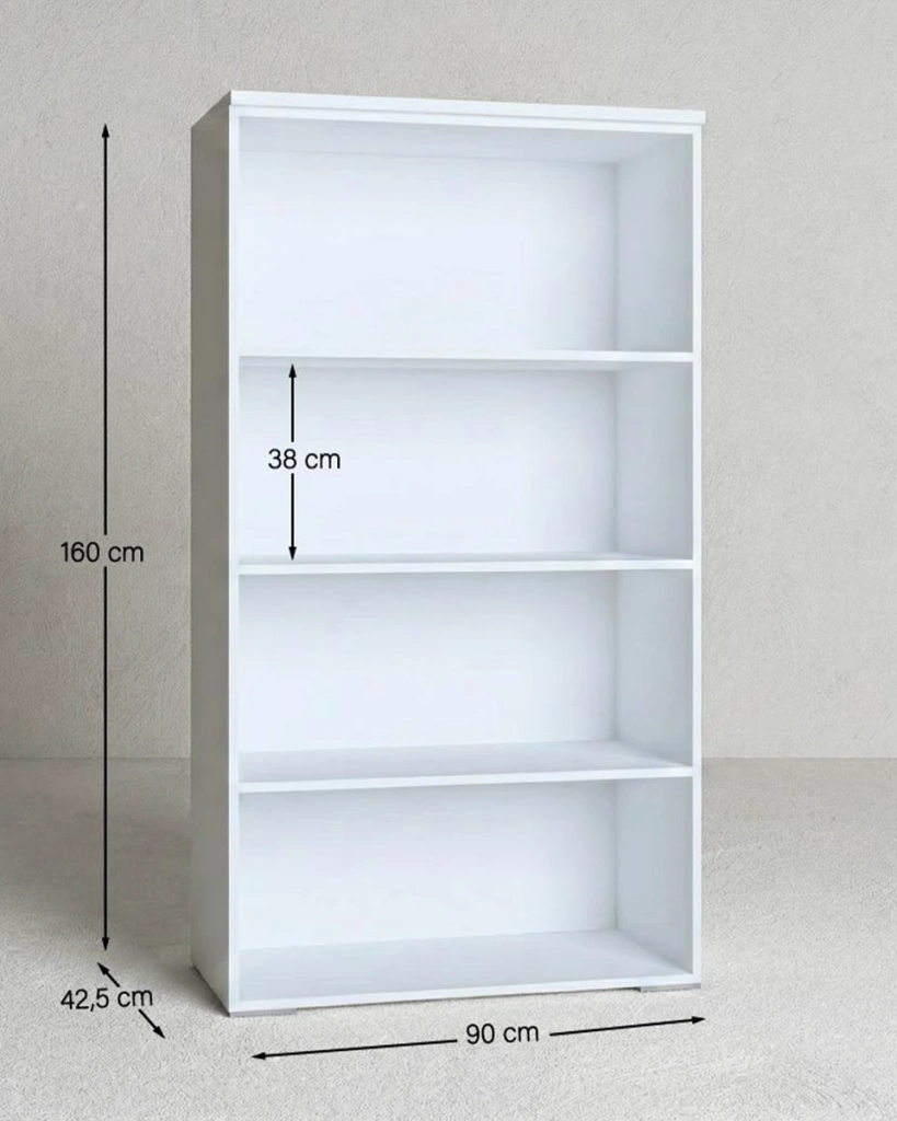 Armadio ufficio Oregon - Mobile archivio 4 ante con serratura - L. 90 x H. 160 x P. 42,5 cm – Bianco-Virginia_