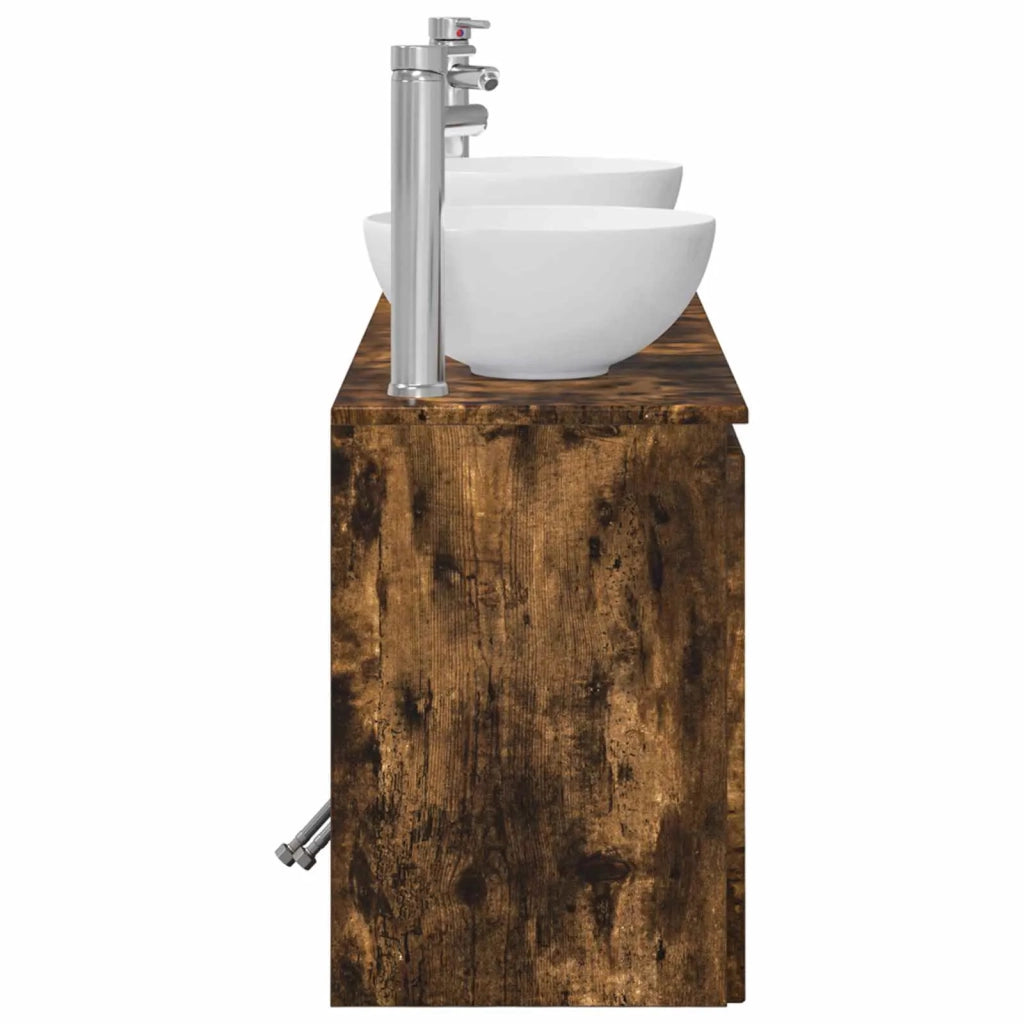 Set di Armadi da Bagno 3 pz Rovere Fumo 49,5 x 35 x 63 cm 3405622