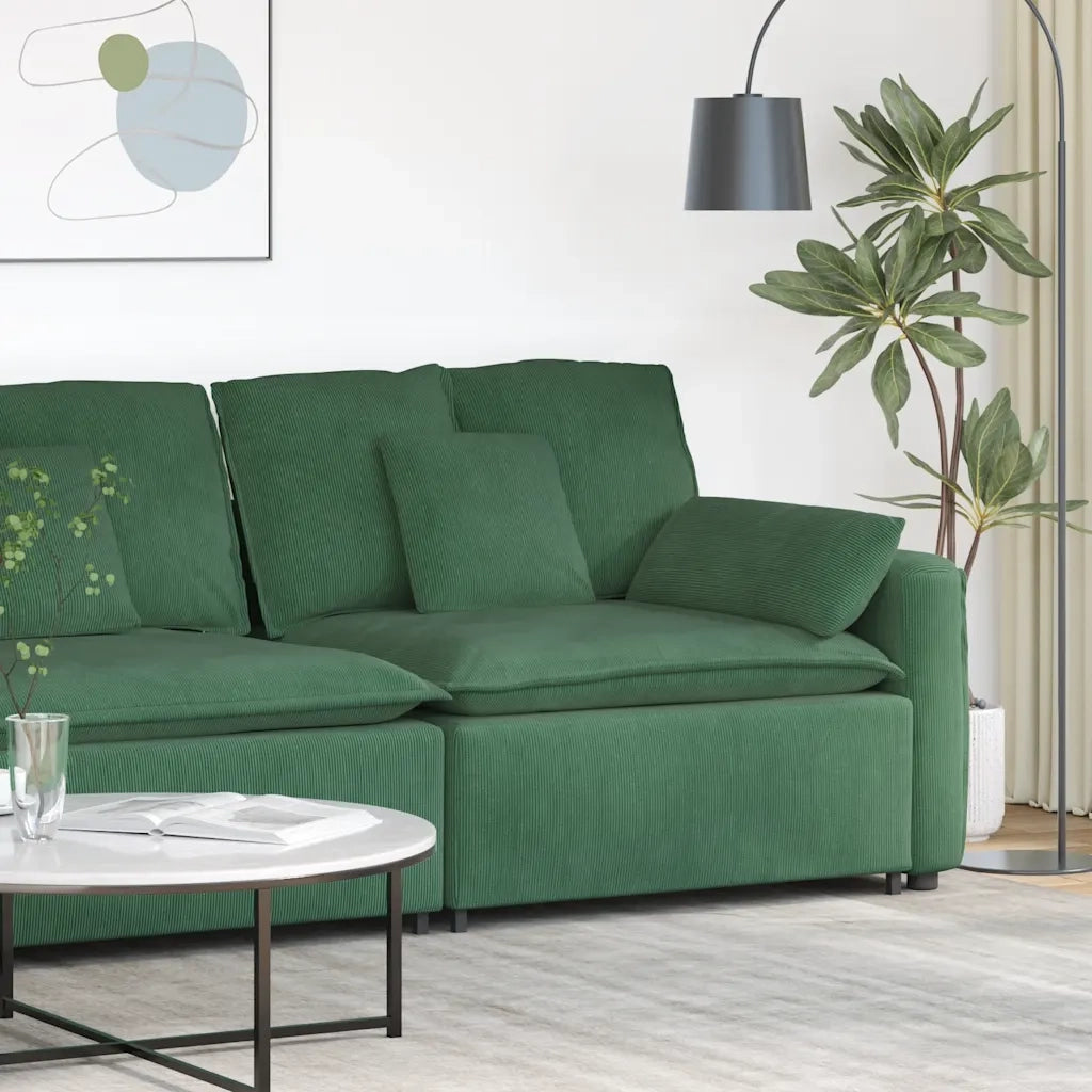 vidaXL Modulo Terminale Bracciolo Divano Modulare con Cuscini Verde Scuro 100 cm