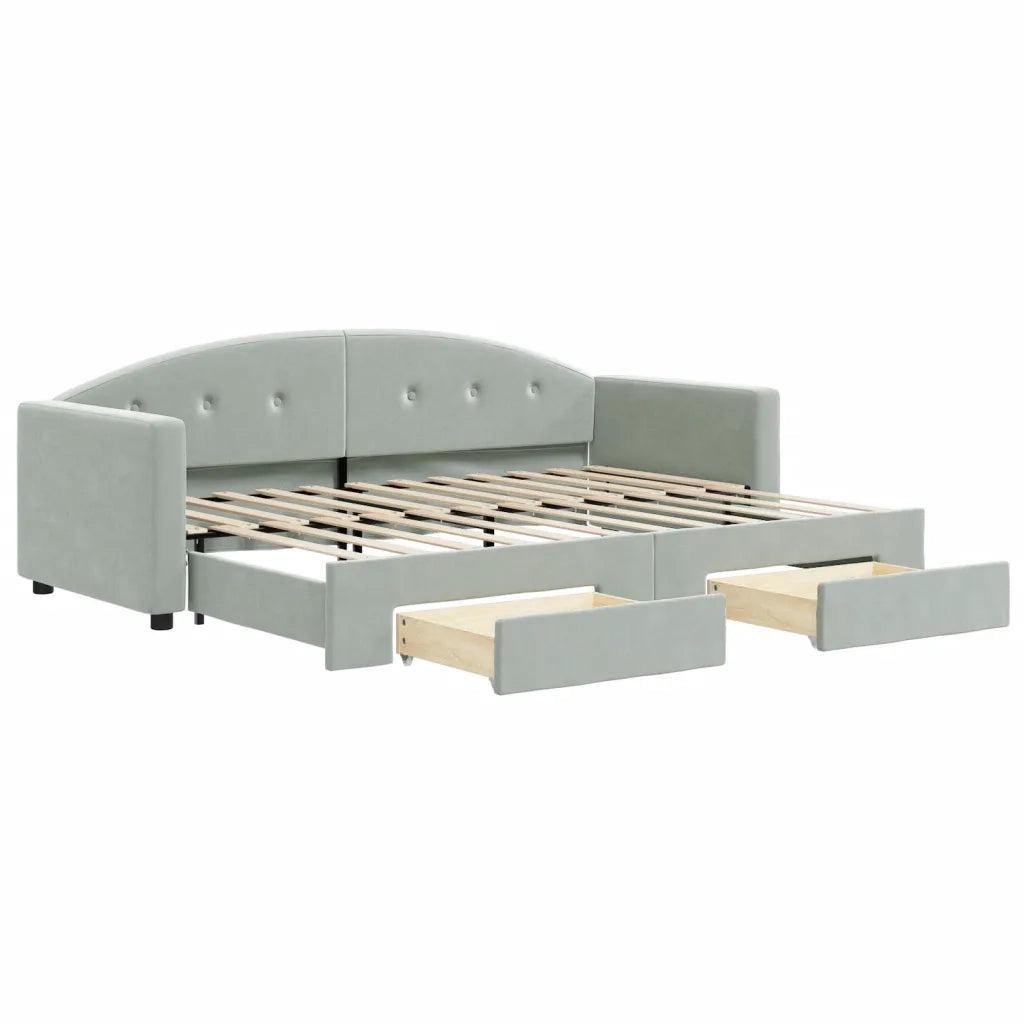 Divano Letto Estraibile Cassetti-Sofa Letto-Daybed Grigio Chiaro 80x200cm Velluto 758814