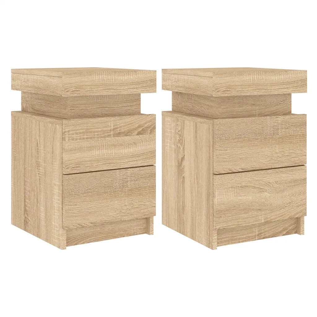 Comodini con Luci LED 2pz Rovere Sonoma 35x39x55 cmcod mxl 110020