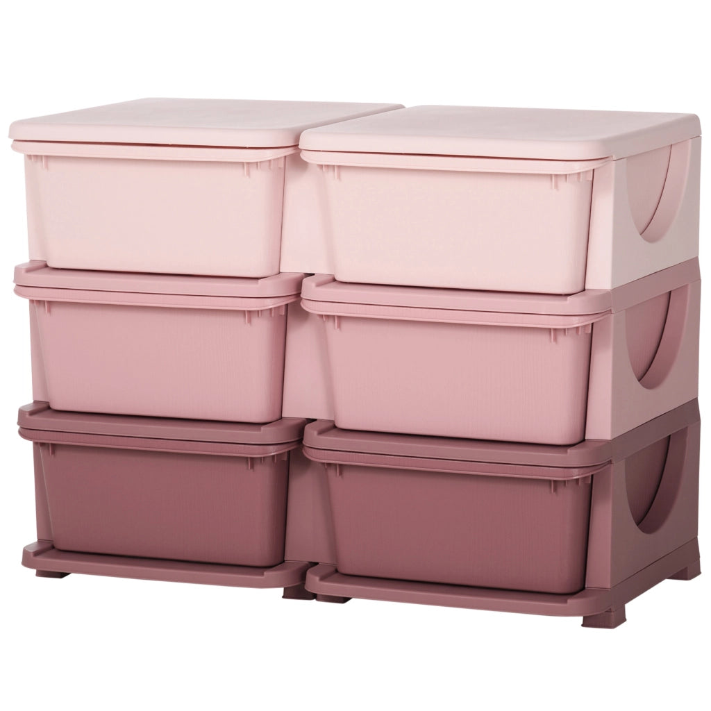 Cassettiera bambini 6 cassetti ¨C zephmum ¨C rosa 75x37x56.5 cm