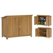 Armadio da Esterno in Legno Porta Attrezzi con 2 Porte e 2 Ripiani, 110x50x85 cm, Marrone