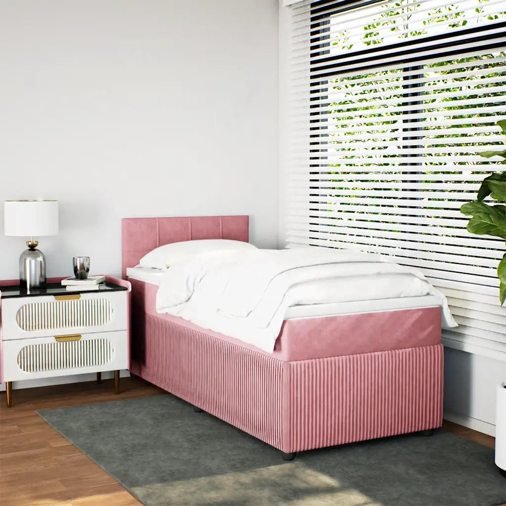 Giroletto a Molle con Materasso Rosa 90x200 cm in Velluto