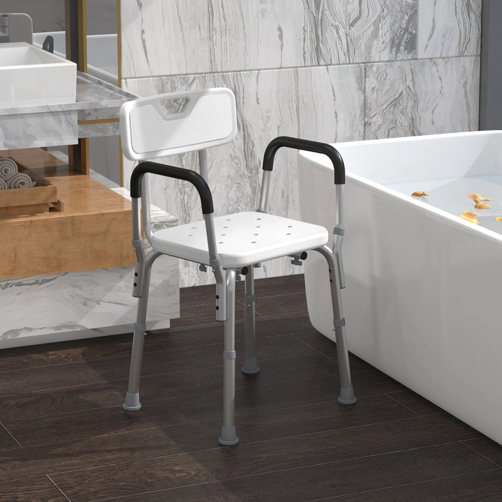 Sedia da Doccia ¨C zephmum ¨C Alluminio, Altezza Regolabile 71-84cm, Bianco 51.5x51.5cm