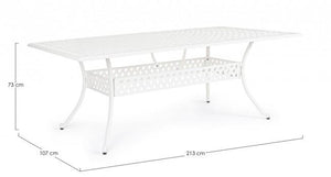Tavolo da Giardino 213x107x73 cm in Alluminio Bianco
