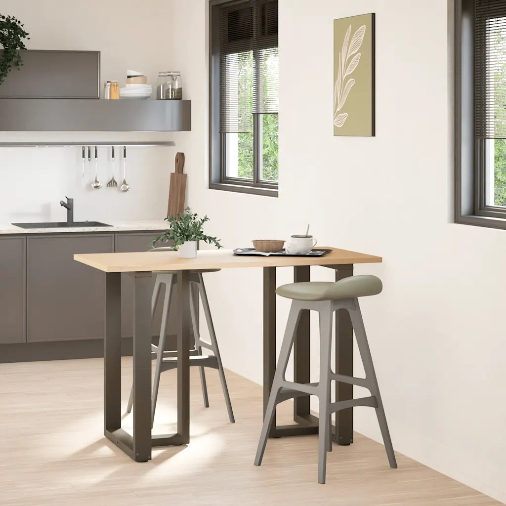Gambe per tavolo da bar a forma di T 2 pz | Piede del tavolo nere 60x35x(90-91) cm in acciaio