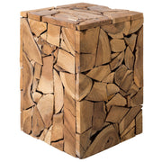 Tavolino in Legno di Teak Marrone Chiaro a Mosaico 30 x 30 cm tavolo laterale stile rustico