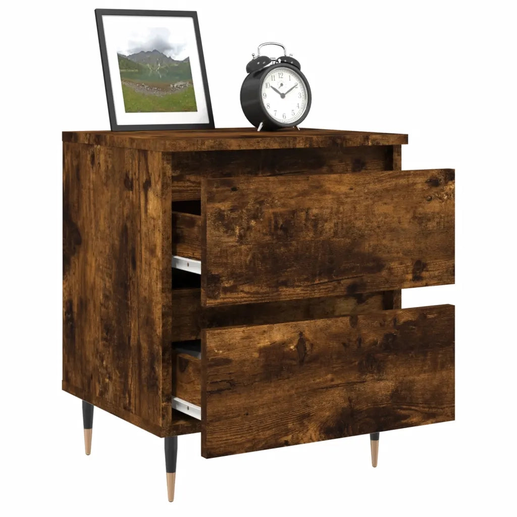 Comodino Rovere Fumo 40x35x50 cm in Legno Multistrato 826870