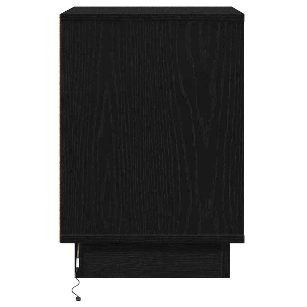 Comodini con luci LED 2 pezzi Nero 39x34,5x50 cm