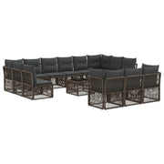 Set Divano da Giardino 14 pcs Grigio polyrattan