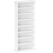Scaffale Porta CD con 6 Ripiani Regolabili, Capacità di 360 CD/185 DVD, 58x24x124.5 cm, Bianco