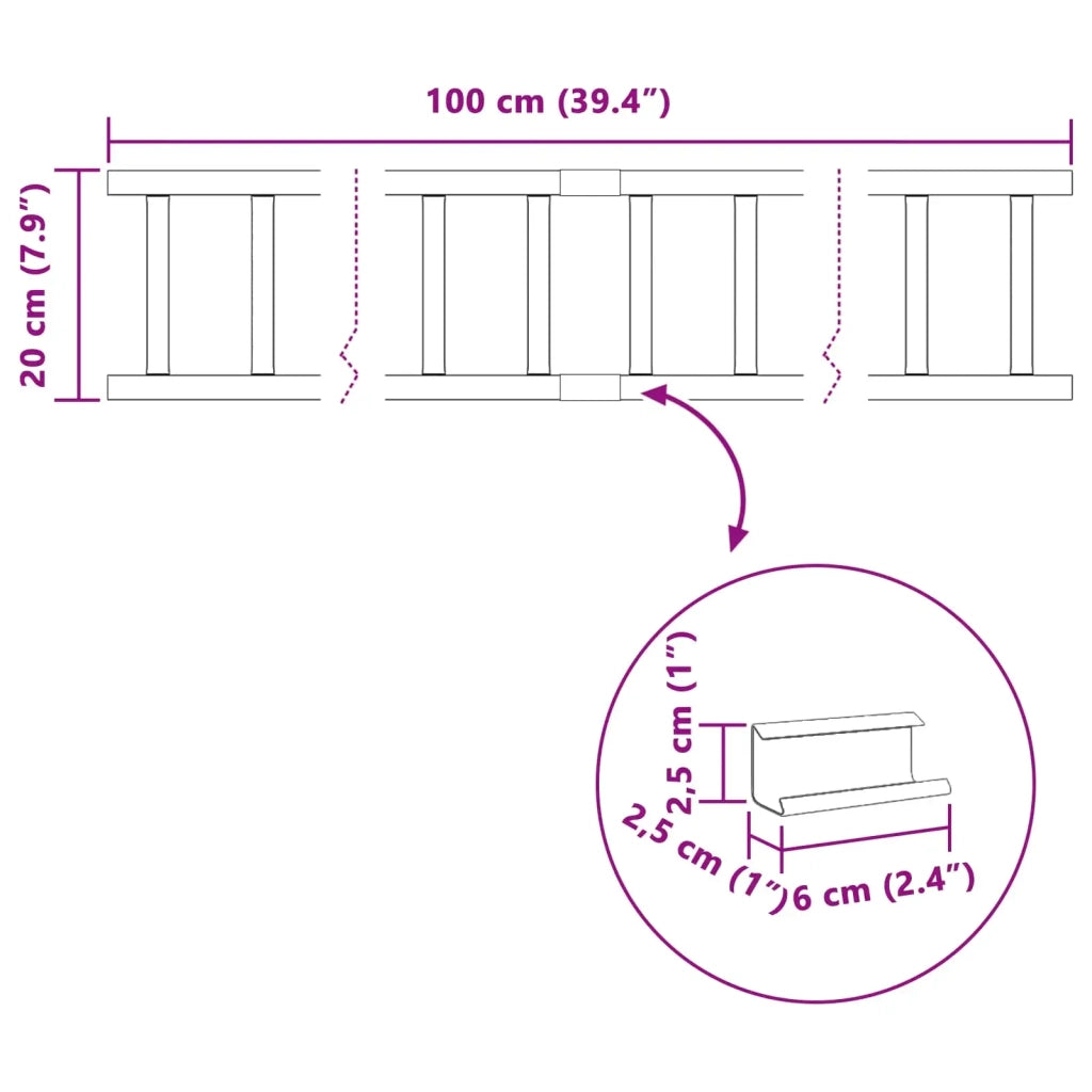 Guardia per neve sul tetto Nero 100 x 2,5 x 20 cm Acciaio CFW8236732