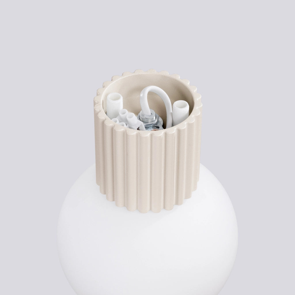 Applique moderna beige rigata sfera vetro IP44 G9 Pure Lume