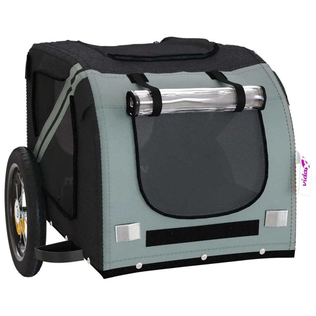Rimorchio da Bici per Animali Grigio e Nero Oxford e Ferro CFW3930258