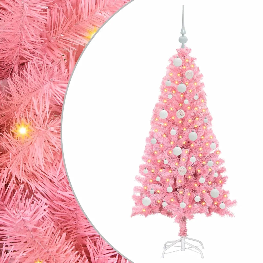 Albero di Natale con 150 LED con supporto-Luci decorative natalizie Rosa 120 cm PVC 755079