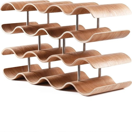 Wijnrek a muro in legno - Set di 14 piatti - Organizzatore per vino - Design golf - Display per bottiglie - Racks per vino in legno - Sistema di archiviazione per vino - Wijnopslag in legno
