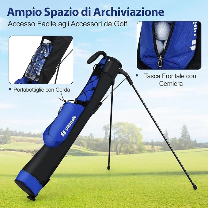 Borsa da Golf Leggera con Supporto, per Campo Pratica, Par 3 e Campi Esecutivi, Borsa da Golf con Tracolla Regolabile, Tasca e Portabottiglie per Donne e Uomini