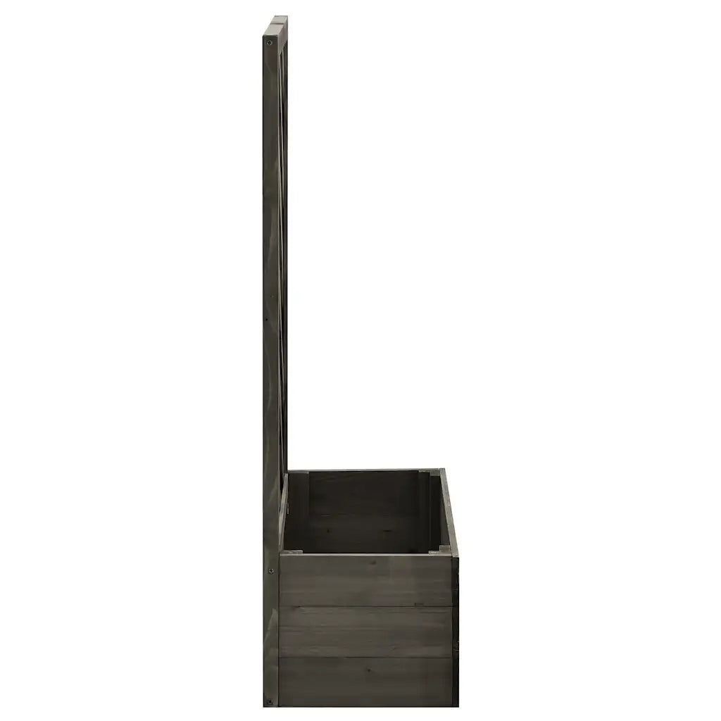 Fioriera | Cassetta per fiori | Vaso con Traliccio Grigia 50x25x90 cm Massello di Abete