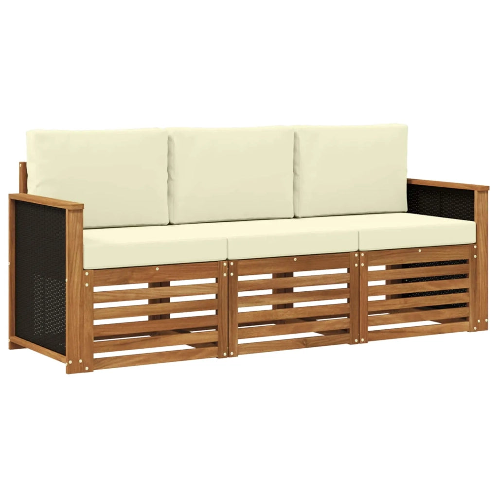 Set divani con cuscino 3 pcs Legno di Acacia Massello