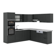Cucina angolare completa R-Line Antracite rustico/Antracite 247 x 237 cm, PL Marmo Vicco