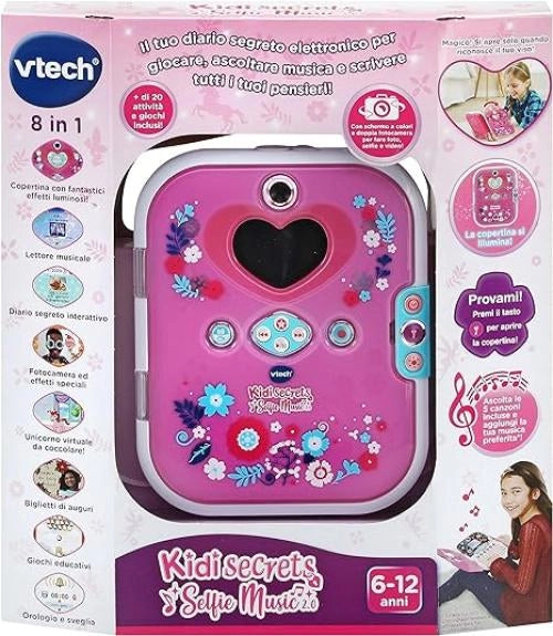 VTech KidiSecrets Selfie Music 2.0, Diario Segreto Interattivo per Bambini con Doppia Fotocamera e MP3, Diario Elettroni
