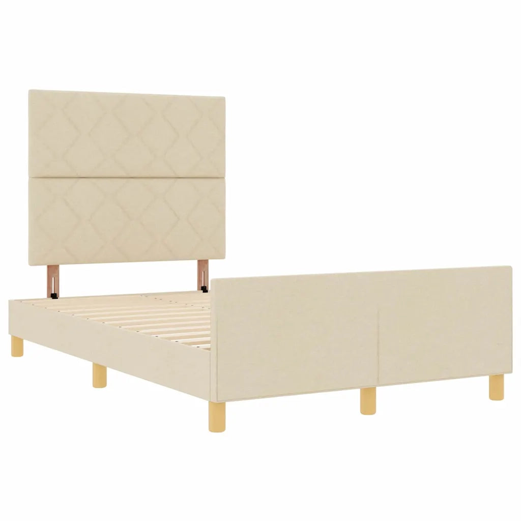 Struttura del letto con testiera Crema 120 x 190 cm Tessuto