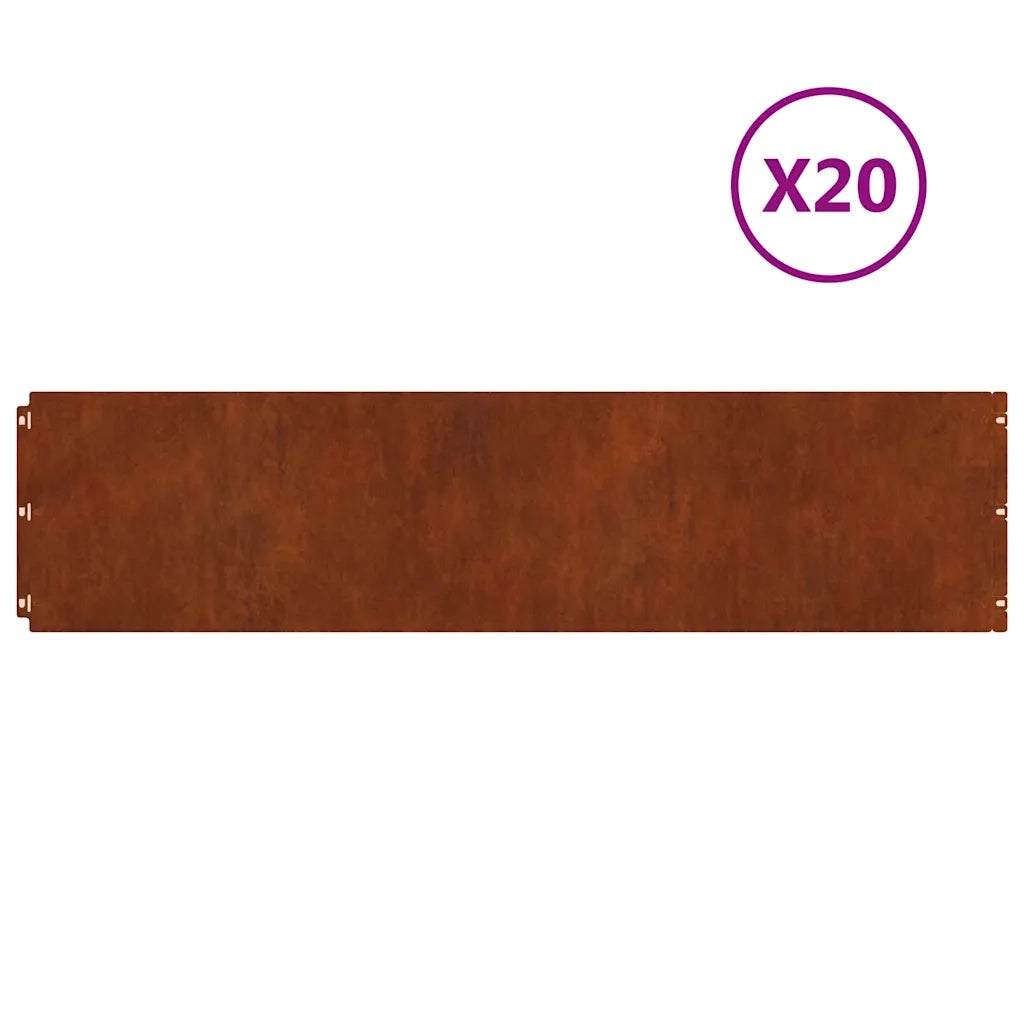Bordura per Prato 20 pcs 25 x 103 cm Acciaio Corten Ruggine 858325