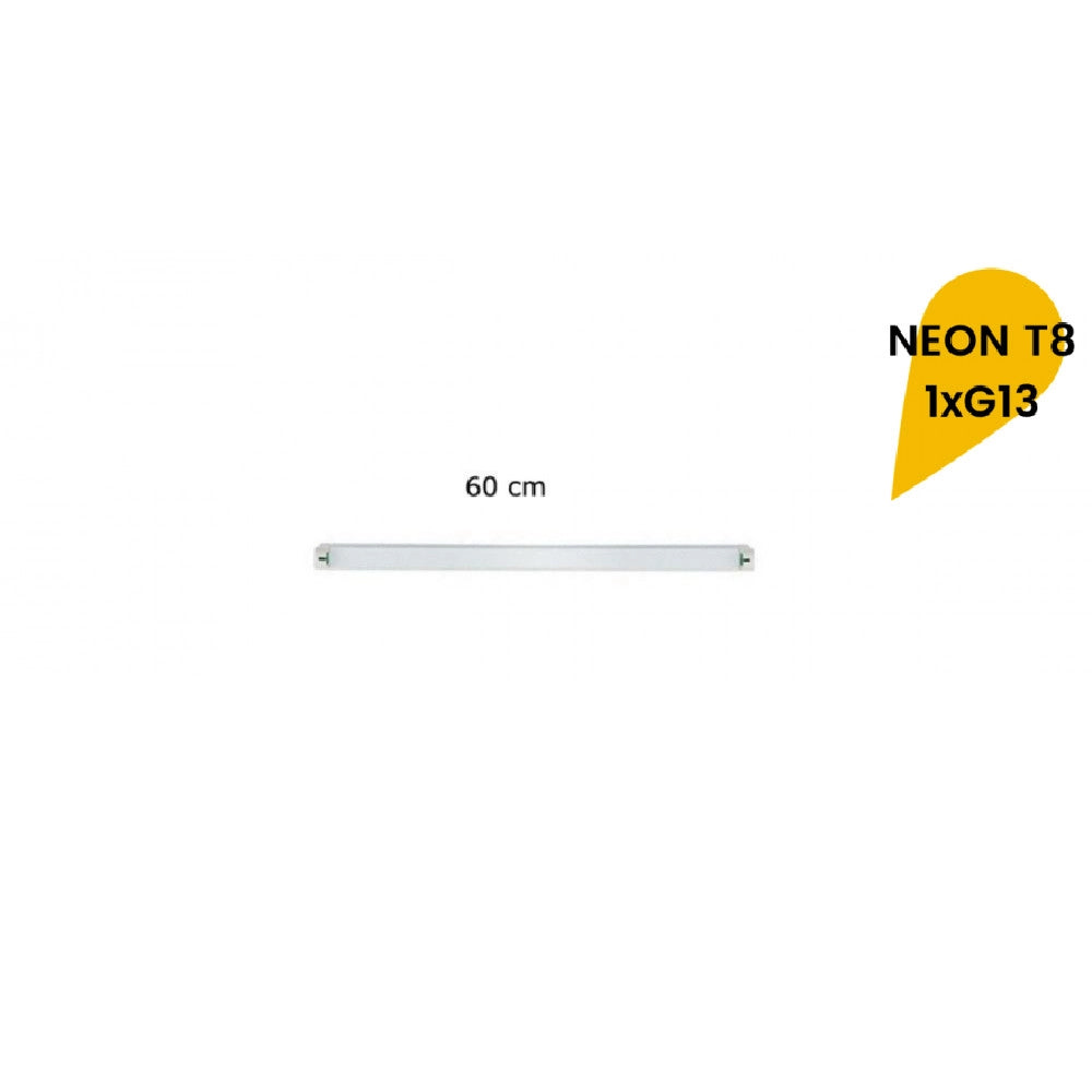 Trade Shop - Reglette Plafoniera Neon Led T8 Da Interno Tubo G13 60 Cm Parete Soffitto T8-60a -