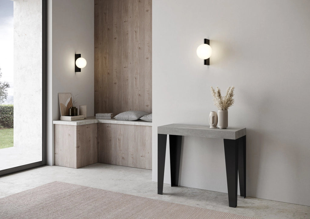 Consolle allungabile 90x40/196 cm Flame Small Premium Cemento telaio Antracite
