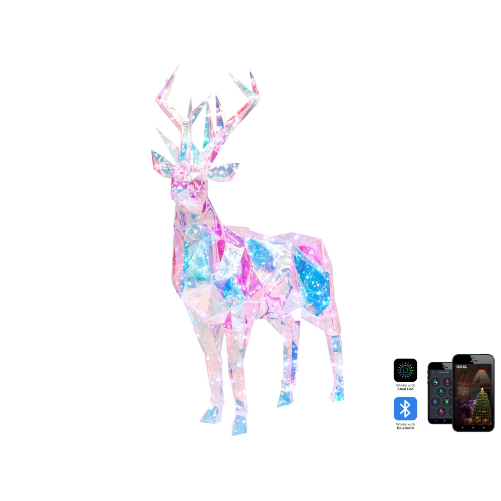 Decorazione natalizia Smart LED App con controllo Bluetooth a forma di renna illuminata Iridescente Multicolore per interni ed esterni