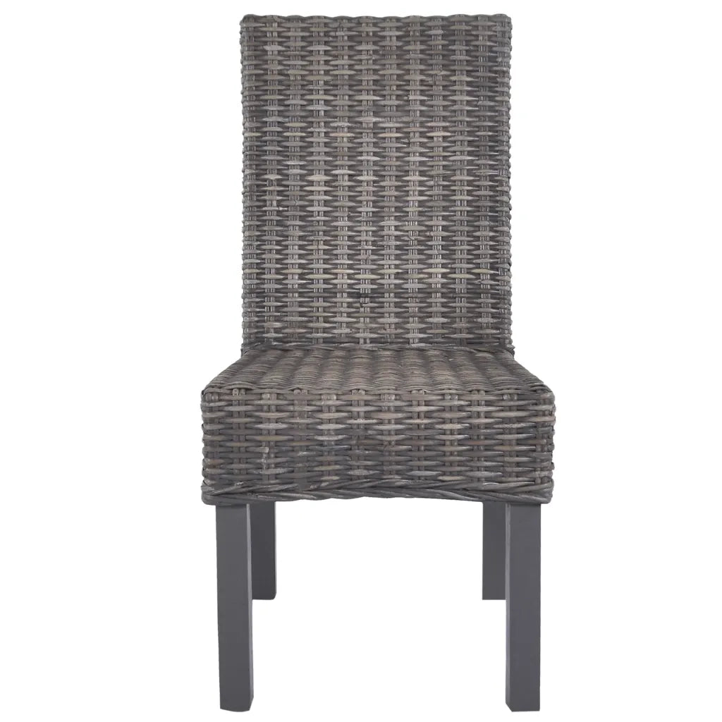 Sedie da Pranzo 2 pz Marroni in Rattan Kubu e Legno di Mogano 246655