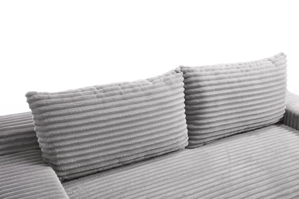 Divano letto compatto 2 in 1 in tessuto a coste grigio chiaro con schiuma memory