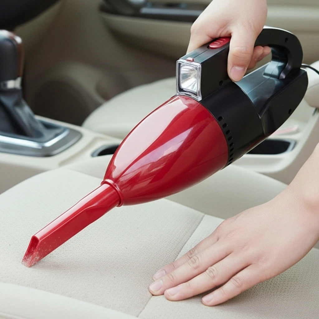 Aspirapolvere a filo 90W per auto con luce LED e accessori compatti Nero / Rosso Avizar