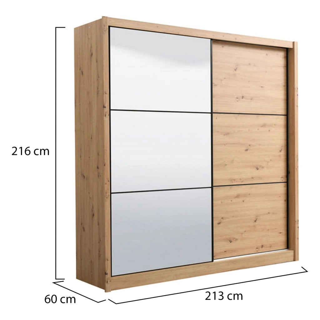 Armadio Camera da Letto Pelago, Guardaroba Grande Appendiabiti, 213x215.5h cm Marrone Rovere Nodi