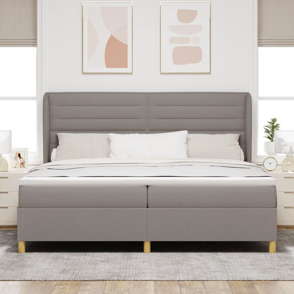 Letto Box Spring con Materasso Tortora 200x200 cm Tessuto