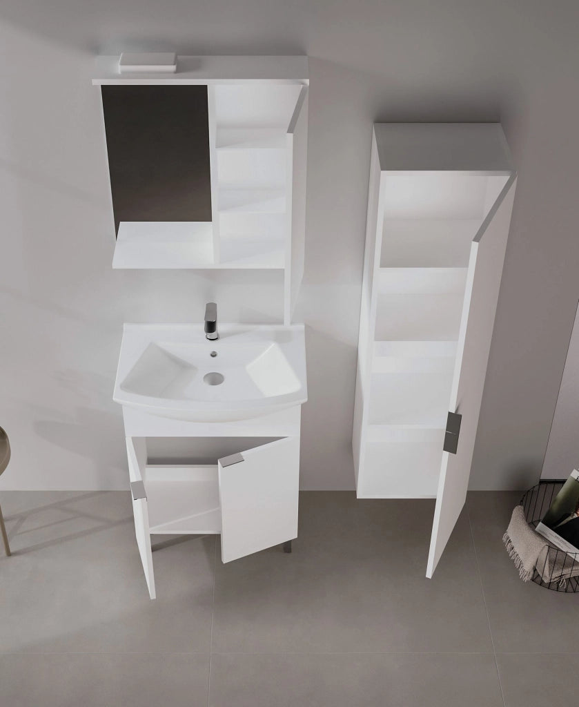 Set mobile lavabo con specchio (2 pezzi) "Purus 65" - 65 x 50 x 83 cm - Bianco