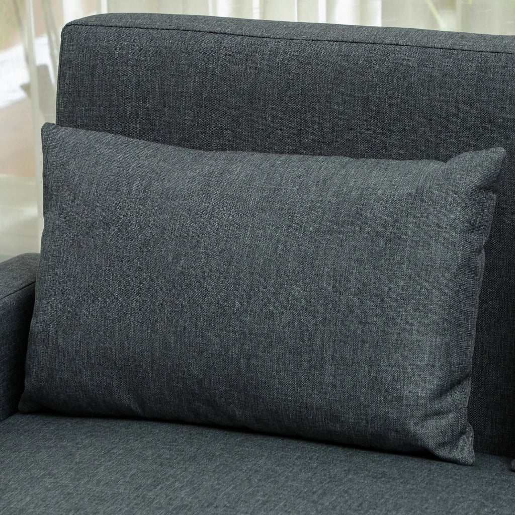 Divano 2 Posti 135x72x84 cm con Vano Contenitore  in Tessuto Effetto Lino Grigio Carbone