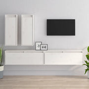 Mobili TV 4 pz-Credenza per TV Bianchi in Legno Massello di Pino