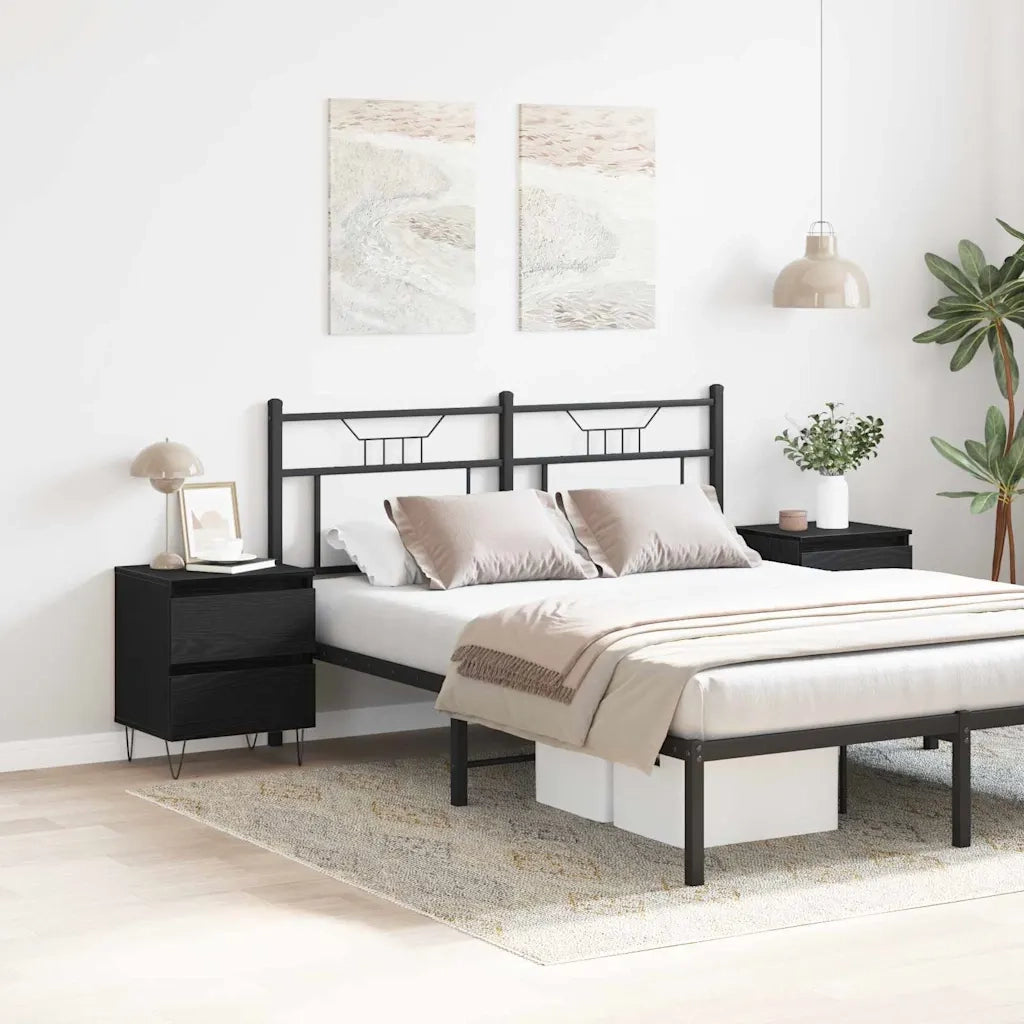 Set di 2 Comodini | Armadio da Notte | Mobiletto da notte con cassetto Rovere nero 40 x 35 x 50 cm
