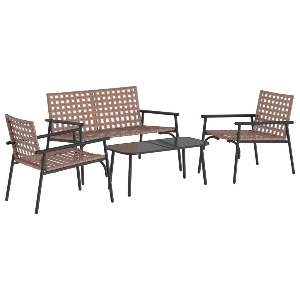 Set da CaffÃ¨ da Esterno in Rattan e Acciaio 4 Pezzi Marrone