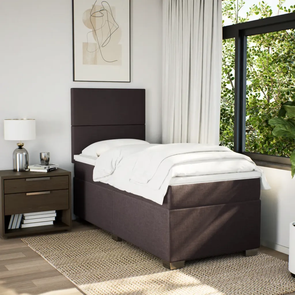 Giroletto a Molle con Materasso Marrone Scuro 90x200 cm Tessuto 3292667