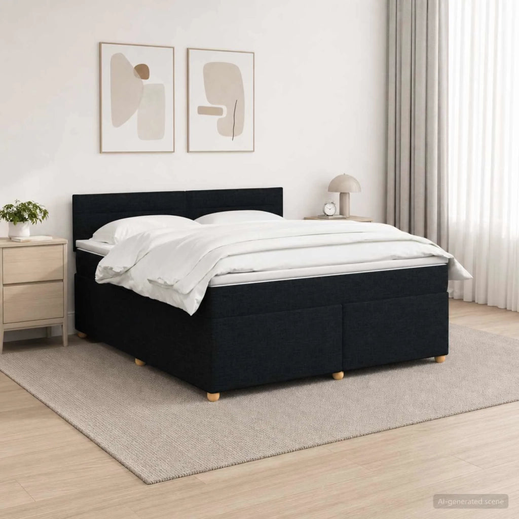 Letto box spring con materasso Nero 180 x 200 cm Tessuto 3452473