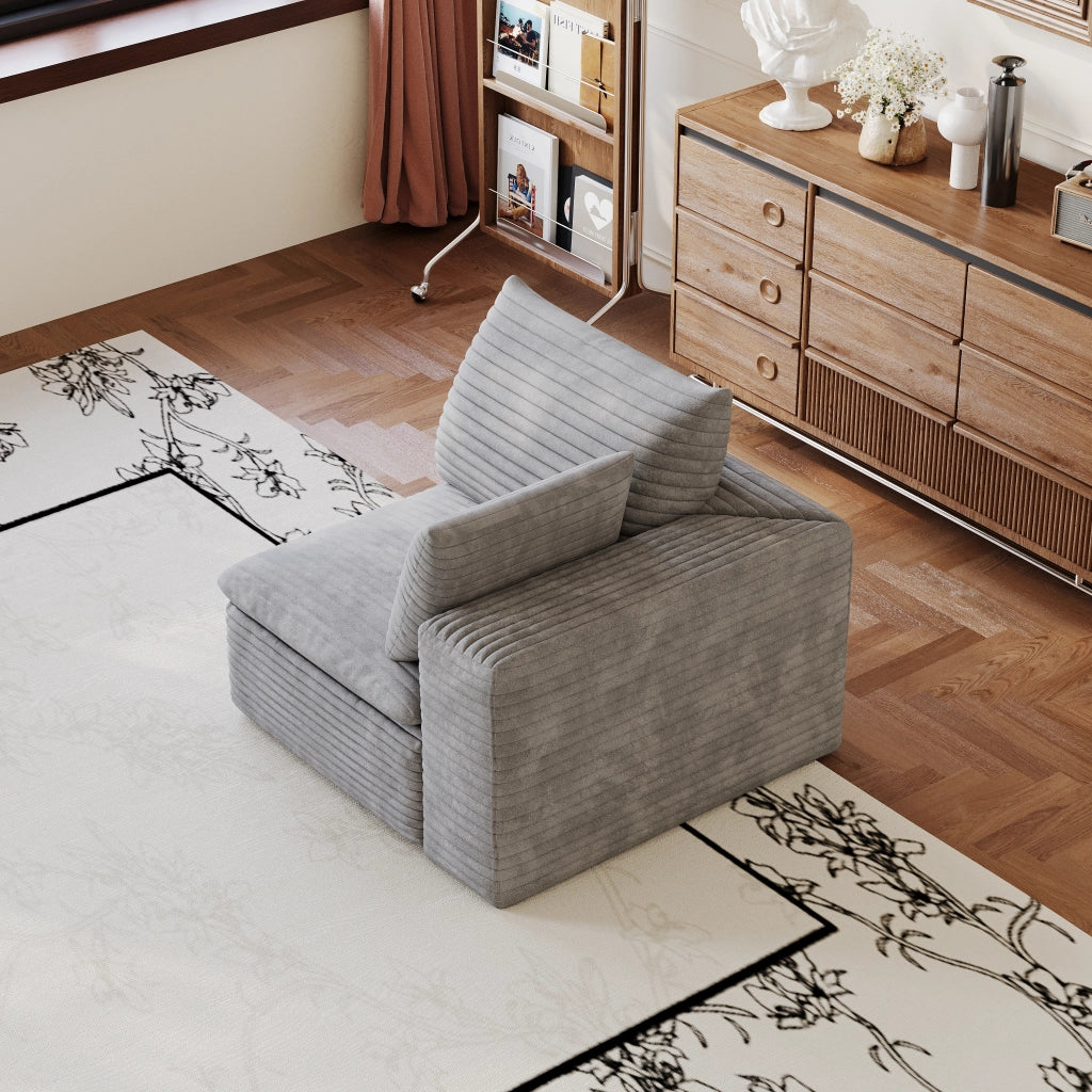 Divano modulare in tessuto con supporto in schiuma, seduta morbida e composizione versatile grigio