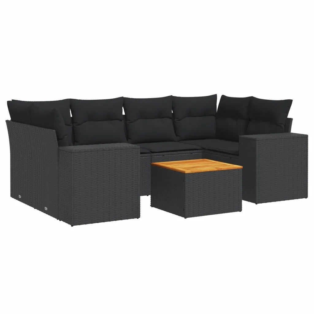 Set Divani da Giardino con Cuscini 7pz Nero Polyrattan 3225341