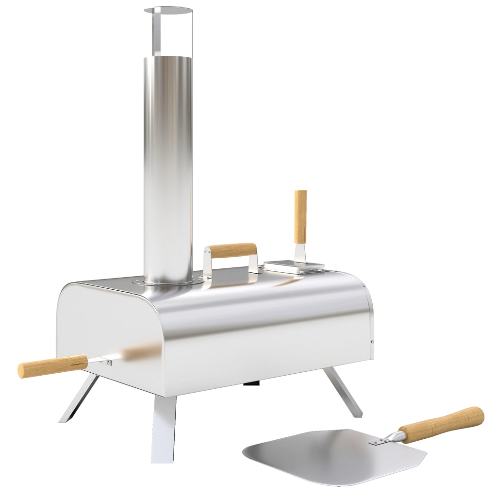 Forno da pizza per esterno con pietra refrattaria ¨C zephmum ¨C grigio 79x36x75 cm