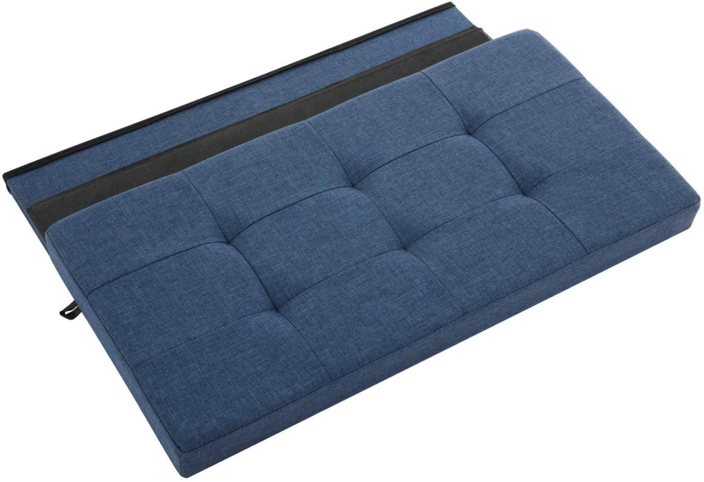 Panca contenitore con coperchio pouf pieghevole grande ingresso camera da letto salvaspazio volume 80 litri portata max 300 kg rivestimento blu scuro 12_0000232
